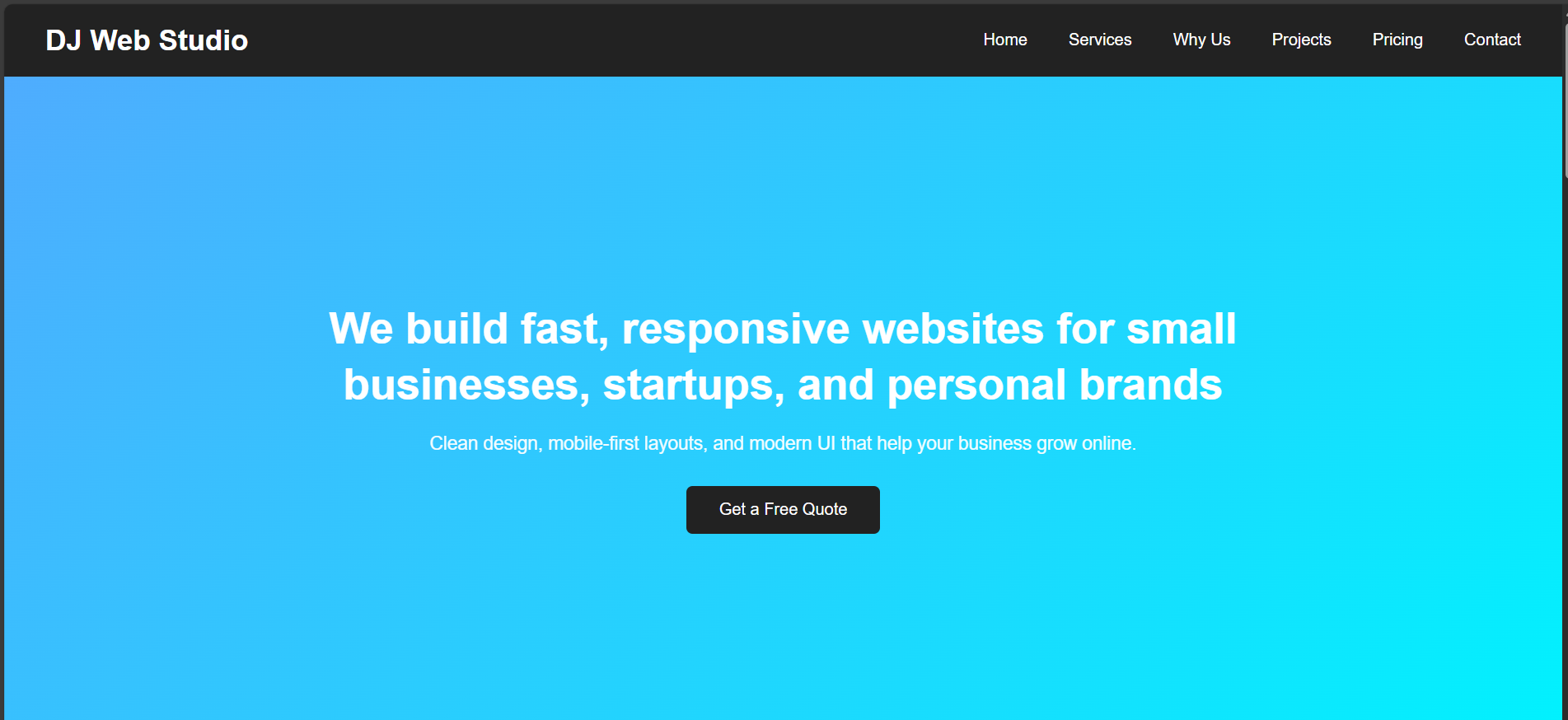 Landing page website design